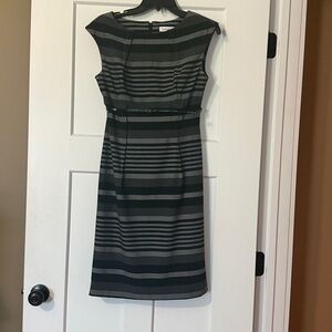 Calvin Klein Charcoal and Black Striped Dress